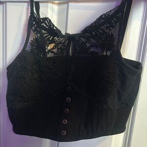 Free People Black Lace Crop Top